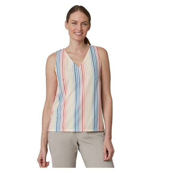 Eddie Bauer Striped V-neck Rainbow Tank spinDrift Moisture Wicking Nwt S small - Picture 2 of 8